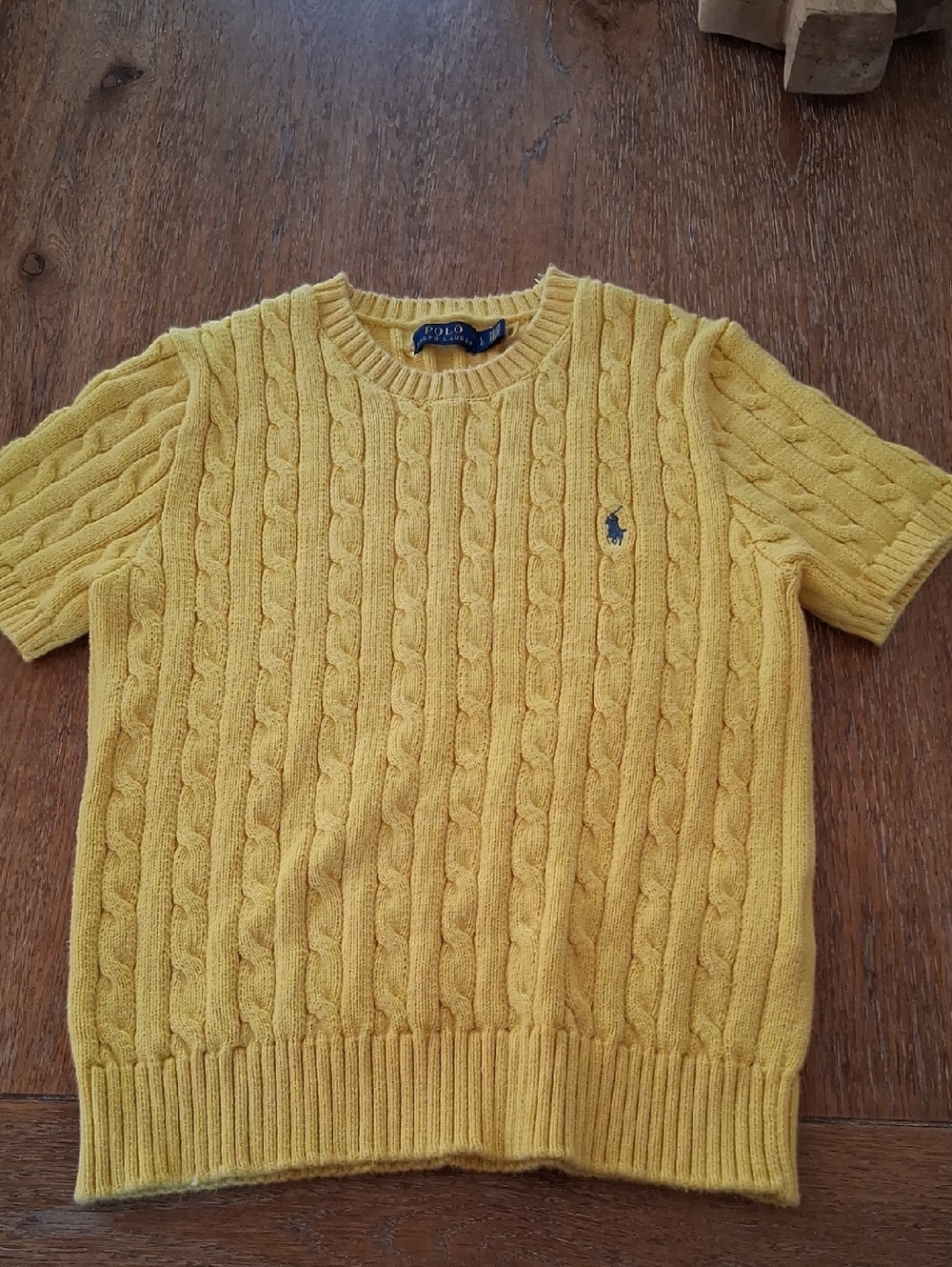 Polo by Ralph Lauren Yellow Cable Knit Short Sleeve Sweater